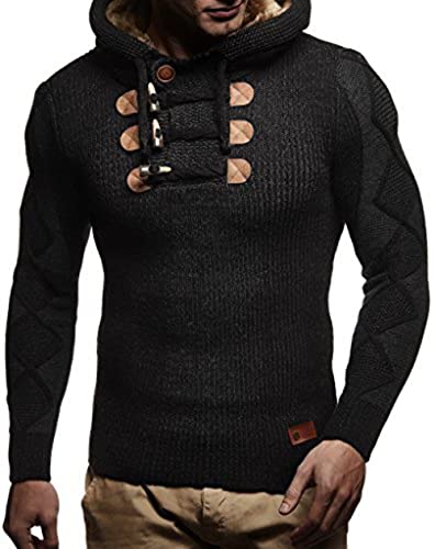 Leif Nelson Men’s Knitted Pullover | Long-Sleeved Slim fit Hoodie | Basic Winter Hoodie-Sweater for Men2