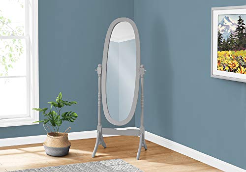 Monarch Specialties Free Standing Full Length Floor Cheval Dressing Mirror - Oval - Traditional Style For Bedroom Mirror - Grey #TOP30
