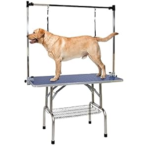 ROOMTEC 46 Dog Grooming TableFoldable Home Pet Bathing Station with Adjustable Height ArmNooseMesh Tray