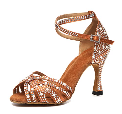 Chaussures de danse latine talons 9 cm sandales paillettes maintien pied 34