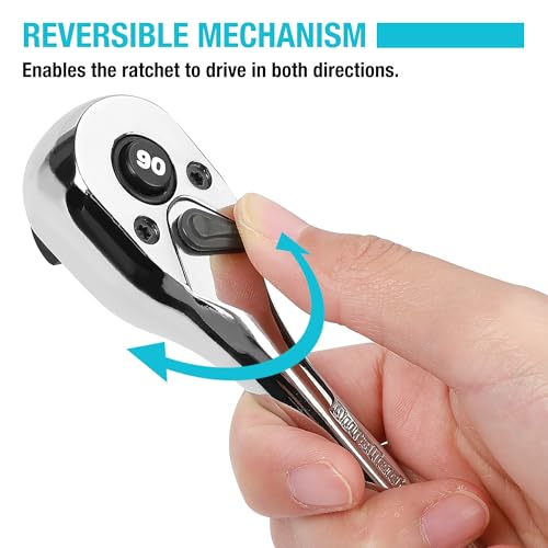 Image of DURATECH 3-Piece Drive Ratchet, 1 /4 inch, 3 /8 inch, 1 /2 inch 90-Tooth Quick-Release Ratchet Wrench, Reversible, Cr-V Made, Full Polished - with Plastic Insert Storage Box, Gifts for Men, Women, Dad
