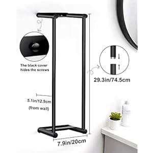 LIVEHITOP Bathroom Wall Towel Rack for Rolled Towels Stainless Steel Bath Towel Holder Mounted Folded Metal Towel Storage for Washcloths Black