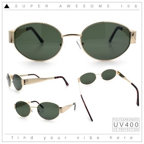 SA106 Classic 90s Oval Metal Rim Thick Mid Temple Fashion Sunglasses2