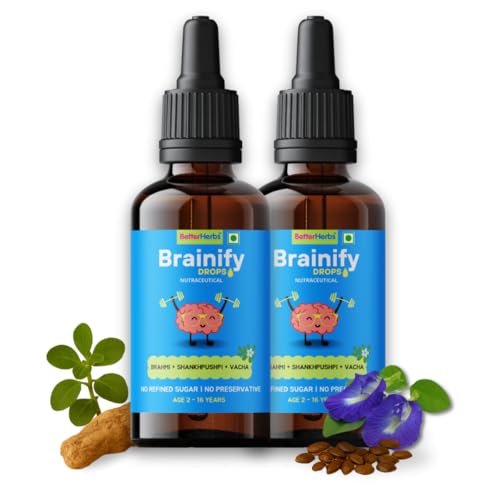 Image of Brainify Drops for Kids | 2-16 Years | 30ml (Pack of 2) | Supports Brain Development, Speech, Memory, Focus & Cognitive Function | 7 Time-Tested Natural Herbs Formulation | No Added Sugar & Preservatives ( Pack of 2)