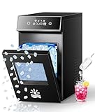Oylus Nugget Ice Maker Countertop, Smart Pebble Ice maker with LCD Panel, 4min Making, 26lbs/24H Crushed Chewable Ice, Pellet ice maker with Timer Status Alert, Self-Cleaning, Chewy Ice for Home Party