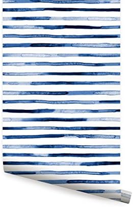 Simple Shapes Watercolor Stripes Wallpaper - Blue - Peel and Stick (6 Sheet Pack - 2x9 Feet)