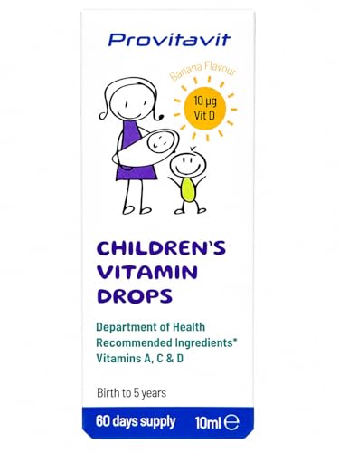 Provitavit Childrens Vitamin Drops - NHS Recommended Vitamins A C and D for Children with the Required 10 microgram (400IU) Level of Vitamin D. Supports Healthy Bones Teeth and Immune System.