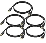 4K HDMI Cable 3 FT 5-Pack, 3FT HDMI Cord 4K@60Hz, Shielded HDMI Cord Support HDCP 2.2, HDR, 3D, eARC, ARC & CL3 Rated | for TV, Laptop, Monitor, PS5, PS4, Xbox One, Fire TV, Soundbar, Roku & More
