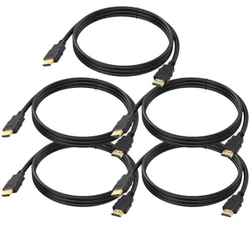 4K HDMI Cable 3 FT 5-Pack,3FT Shielded HDMI Cord Pack 4K@60Hz,HDCP 2.2,3D