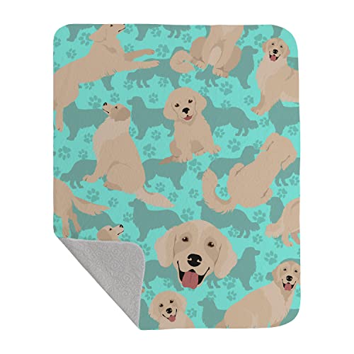 Caroline's Treasures MLM1078LQB Cream Golden Retriever Quilted Blanket 50x60 Artwork Pattern Quilted Throw Blanket for Bed, Couch, Sofa, Soft and Lightweight