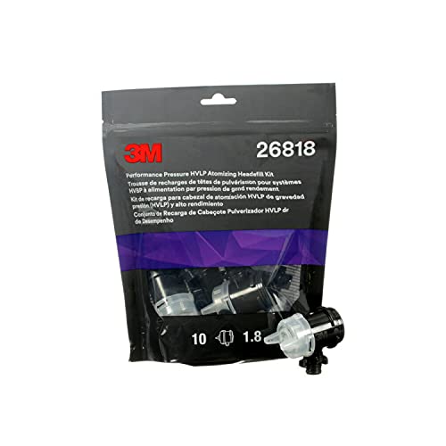 3M Performance Pressure Hvlp Atomizing Head Refill Kit, 26818, Size 1.8, Clear, For Use With 3M Performance Industrial Spray Gun, 10 Pack