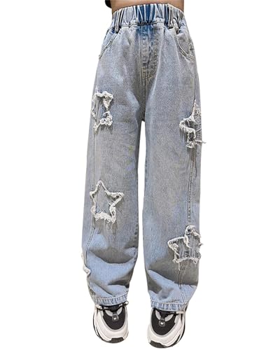 SANGTREE Womens Wide Leg Jeans Elastic Waist Denim Pants Baggy Jeans for Womens，S-XXL