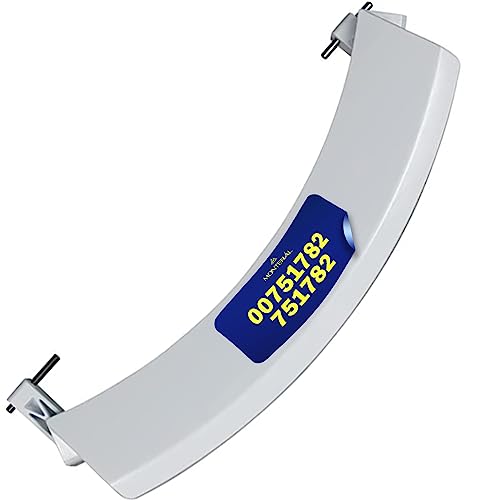 Maniglia per oblò lavatrice con codice originale 00751782, 751782 adatta per Bosch, per Siemens.Dimensioni: lunghezza 215 mm, lunghezza tra i raccordi interni 187 mm, larghezza 45 mm, altezza 40 mm.