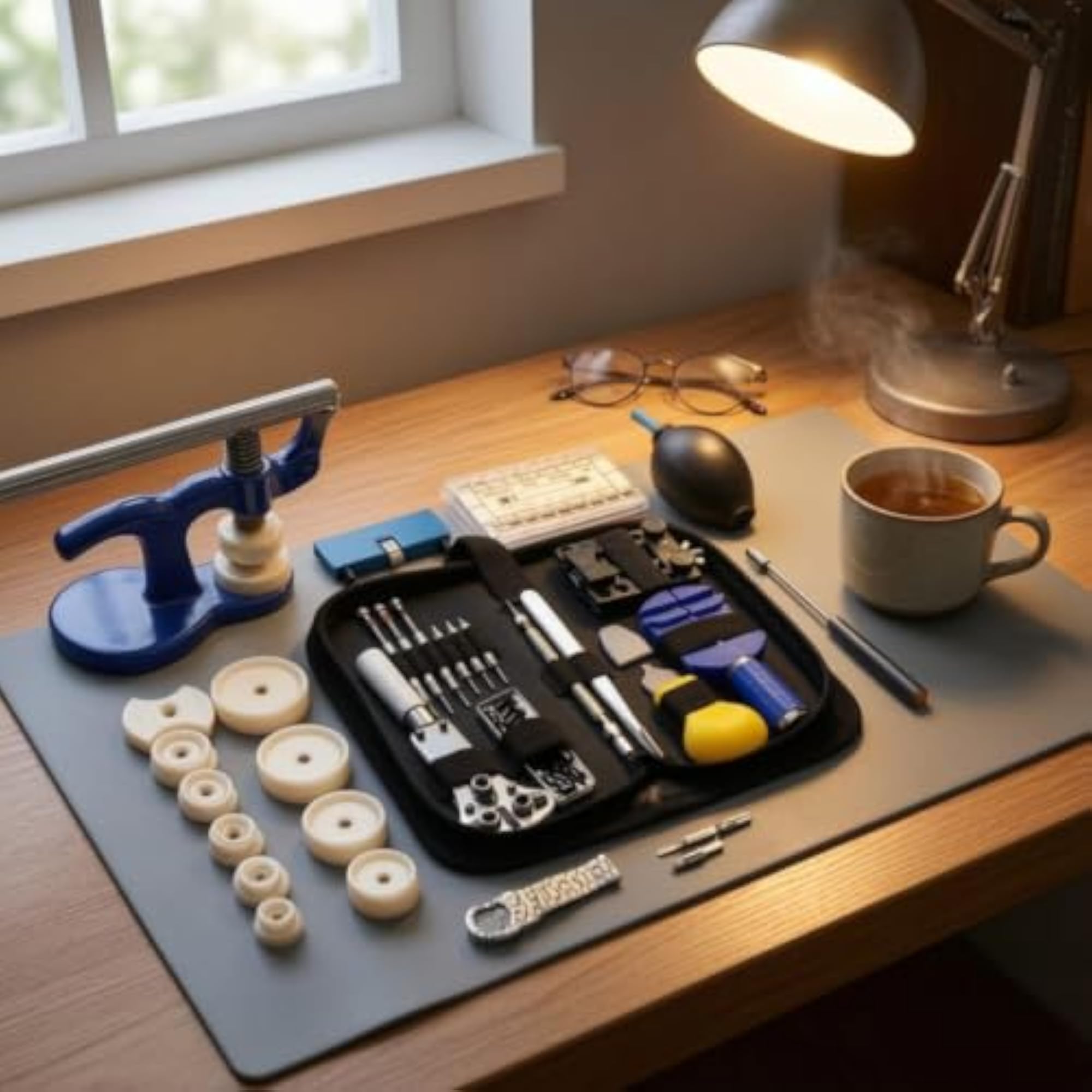 Portable Watch Repair Tool Kit with Zippered Case