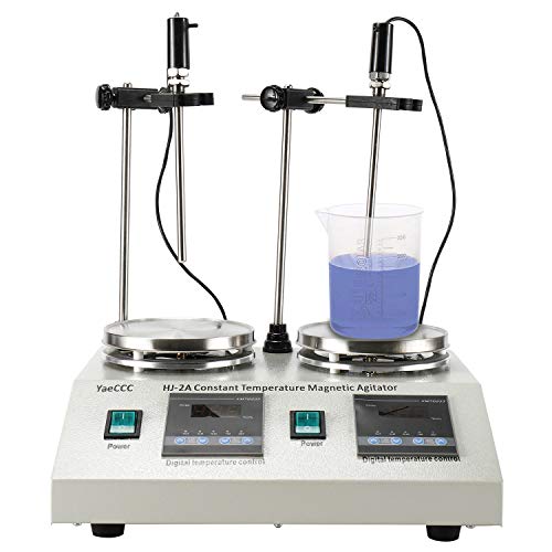 YaeCCC Adjustable 2 Heads Dual Magnetic Stirrer Digital Thermostatic Lab Magnetic Mixer