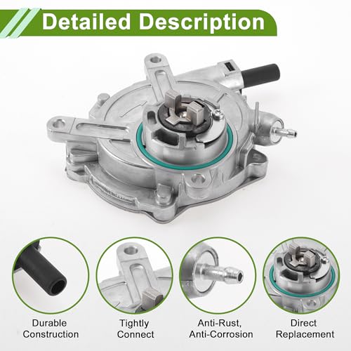 Bomba de vacío para frenos n.o 2722300565, bomba de vacío para motor para Mercedes-Benz C230 2006-2007 V6 2.5L (serie W203), aleación de aluminio, tono plateado, 1 unidad miniatura 4