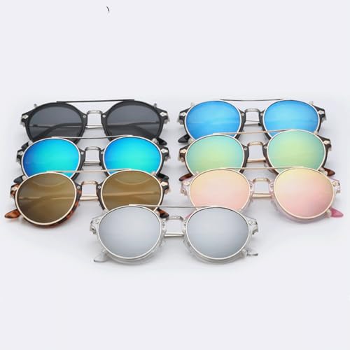 Retro Steampunk Round Clip on Sunglasses Men Women Double Layer Removable2
