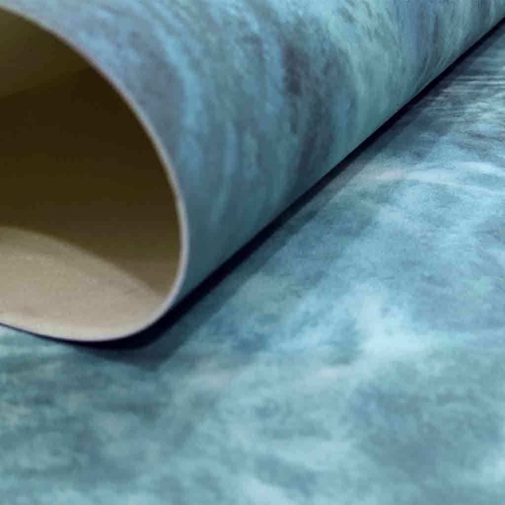 Tapis en vinyle PVC au design numérique bord de mer pour salon, cuisine, salon, entrée, salle de bain ou chambre avec envers PVC antidérapant et facile à laver, couleurs bleu turquoise