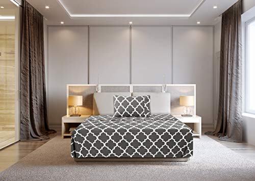 Image of Utopia Bedding Twin Sheet Set, Soft Microfiber 3 Piece Bed Sheets with 15 inch Deep Pocket - Easy Care Brushed Microfiber (Quatrefoil - Grey)