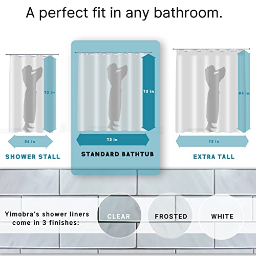 Yimobra Eva Clear Shower Curtain Liner, 8G Heavy Duty Shower Curtain Liner With Weighted Magnets, Machine Washable, Waterproof, Thick Plastic, 72X72 Inches For Stall And Standard Bathtub, 12 Hooks #TOP3