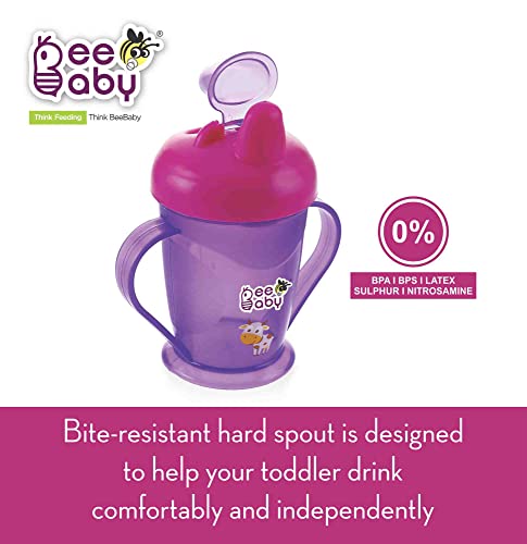 BeeBaby-Free-Flow-Hard-Spout-Sipper-for-Kids-Twin-Handle-Sippy-Cup-for-Easy-Grip-100-BPA-Free-Leak-Proof-Baby-Sipper-for-6-Months-InfantToddler-180-ml-6-oz-Violet-6-Months