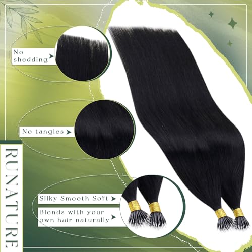 RUNATURE Nano Beads Hair Extensions Real Human Hair 22 Inch Nano Hair Extensions Real Human Hair Black Remy Straight Natural Black Invisible Nano Ring Hair 50s 50g #1 - Image 4