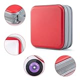 LIOVODE DVD Case, 48 Capacity CD Case Portable CD Case Holder Storage Hard Plastic DVD CD Wallet Holder Organizer for Car (Red) - Image 3