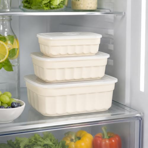 Image of Martha Stewart Broadbrook 6 Piece Stoneware Meal Prep Container Set with Lids, Rectangular Food Storage & Bakewar |Oven, Refridgerator, Microwave, Dishwasher Safe