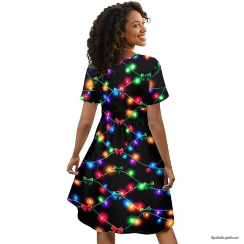 Image of Women's Summer Dresses Short Sleeve Formal Dresses with Pockets