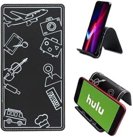 SYEIIYU Airplane Phone Holder, Travel Essentials Flexible Phone Holder, Folding Cellphone Stand for Desk, Bed, Office, Treadmill - Airplane Gadgets for Long Travel Accessories(Black)