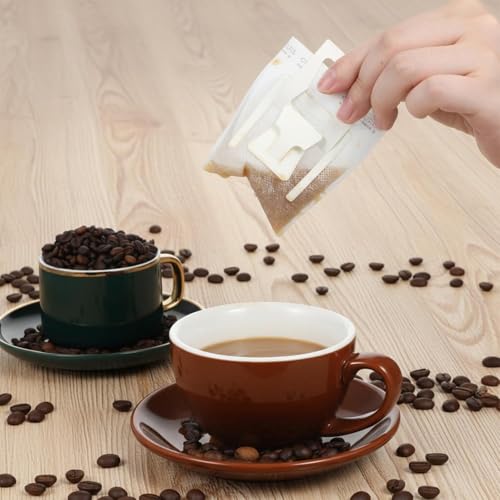 Image of Coffee Filter Bag, Coffee Filters Paper Bag, Pour Over Coffee Filter Bag for Coffee Dripper and Drip Coffee Maker, Disposable Natural Unbleached (Pack of 50 White)