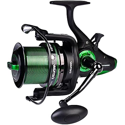 PROBEROS Spinning Fishing Reel - Large Reel Carbon Fiber Drag Aluminum Spool Freshwater Saltwater Giant Carp fishing Spinning Reels - Size 8000 Black Green Cover