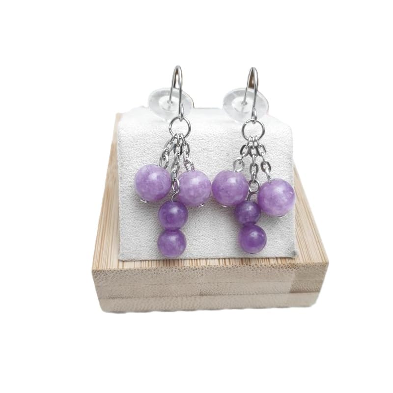 Boucles Bacchus lilas calcédoine violette et boucles d'oreilles acier inoxydable