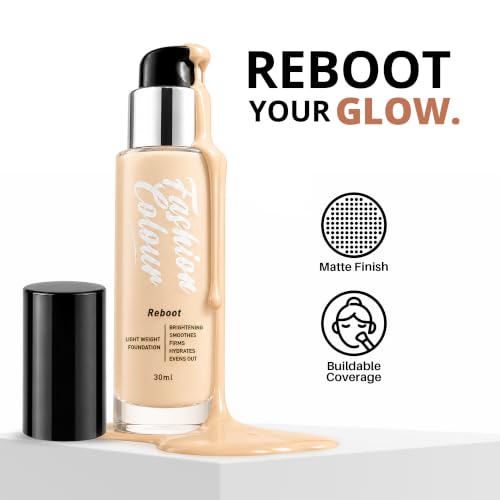 Image of Fashion Colour Light Weight Reboot Foundation | Full Coverage Liquid Foundation | Natural Glossy Finish | Covers Blemishes, Dark Spots & Uneven Skin Tone | Lightweight Long Lasting Makeup | (N01-Fair Ivory)