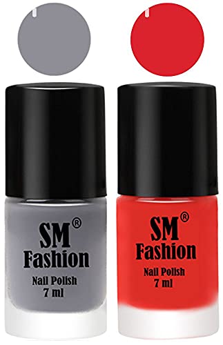 Image of Long Lasting Nail Polish | Nail Paint Combo 7 ml Each) - Set of 2 Gray-Candy Orange
