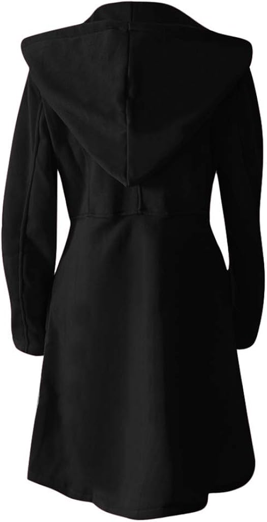 iYYVV Women Hooded Cape Elegant Elastic Waist Pocket Windbreaker Jacket Winter Warm Coat : Clothing, Shoes & Jewelry