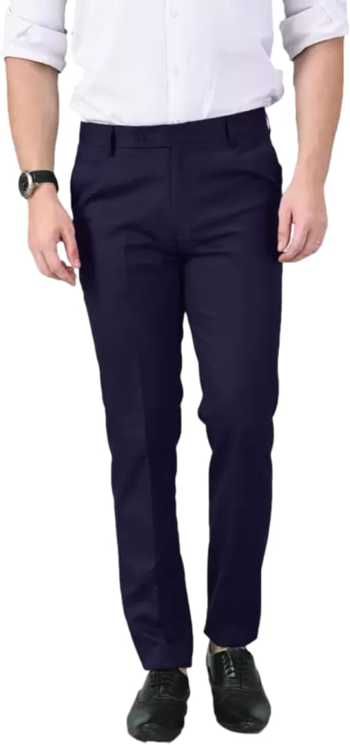 Men's Black Slim Fit Formal Trouser, Smart Office Wear Dress Pants-picture-52