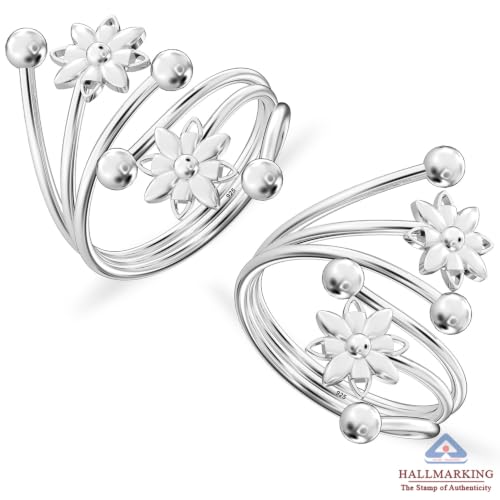 Image of TRUESILVER ACPL 925 Sterling Silver Toe Rings for Women (Adjustable) BIS Hallmarked Multi-Design Bichiya | Pure Chandi Foot Jewelry | Gift for Mom, Anniversary, Birthday