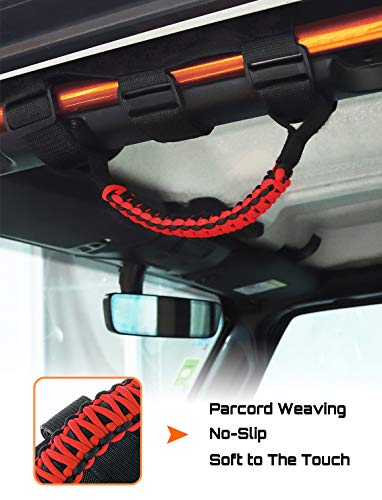 Savadicar 4 X Roll Bar Grab Handles Grip Handle For Jeep Wrangler Cj Yj Tj Jk Jku Jl Jlu & Gladiator Jt 1955-2023, Interior Accessories, Black & Red #TOP1