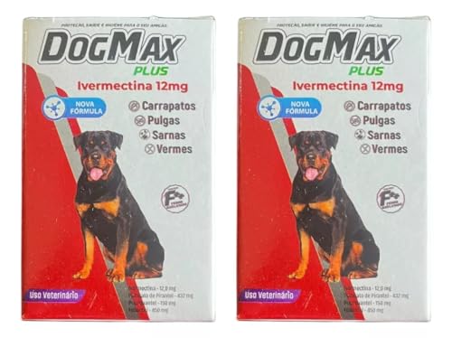 DogMax Plus - Ação 4 em 1 - Remédio para pulgas, carrapatos, vermes e sarna 8 Comprimidos 60kg