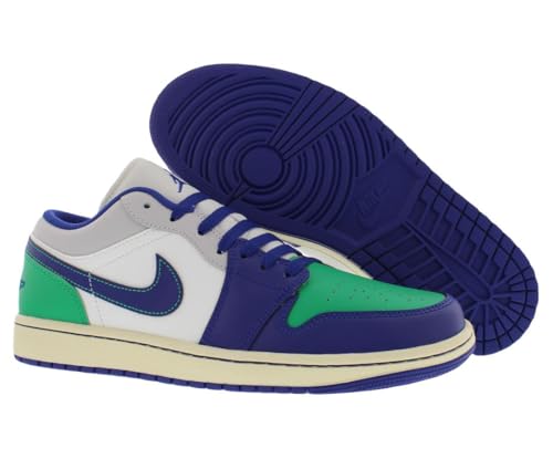 Image of Air Jordan 1 Low Men's Shoes (Sail /Stadium Green /Neutral Grey /Deep Royal Blue) Size 8