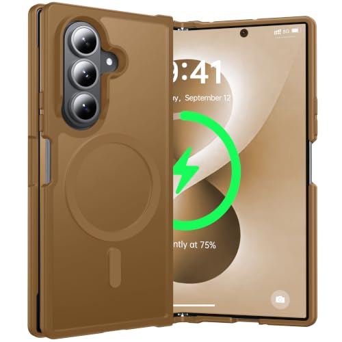 Image of NO.1 Magnetic for Samsung Galaxy Z Fold 8 Ultra Case with MagSafe | [Military Grade Drop Tested][Translucent Matte][Anti-Fingerprint] Soft Silicone Bumper for Samsung Fold 8 Ultra Case,Coffee