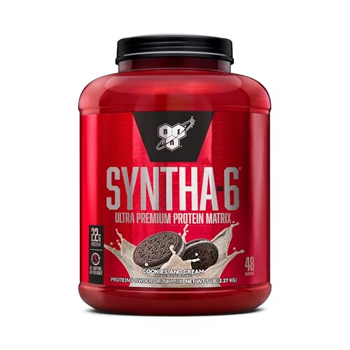 BSN SYNTHA-6 Whey Protein Powder, Micellar Casein, Milk Protein Isolate Powder, Cookies and Cream, 48 Servings (Package May Vary)