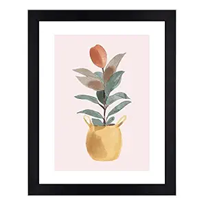 Interio Crafts Modern Botanical Wall Framed Poster, Boho Style Framed Poster for Home and Office Wall Decor, Synthetic Wood, 13 X 10 Inches (Style 5)