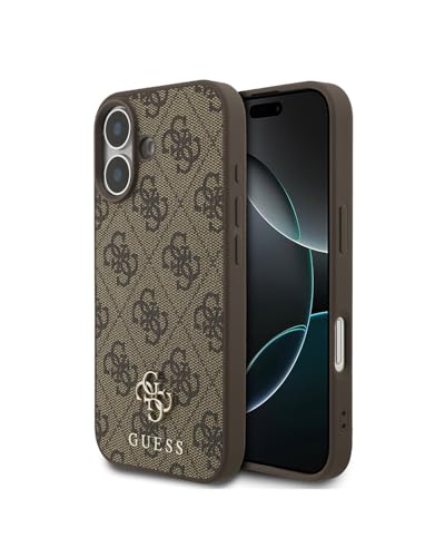 Image of CG MOBILE Guess [Official Licensed] Protective Case Designed for iPhone 17 |Magnetic Compatible|4G Pu Leather Case with Small 4G & Classic Metal Logos -Brown