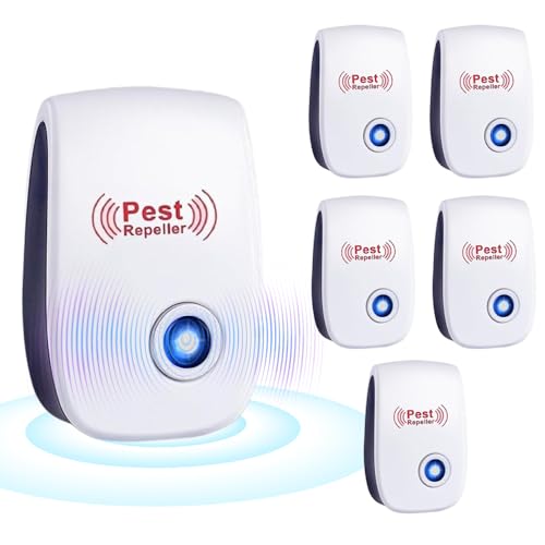 Dhqkqg Répulsif Ultrason Anti-Rongeurs Insectes, 6 Pièce Ultrason Anti Moustique Ultrason Souris et Rats, Intérieur Répulsif Électronique Insectes, pour...