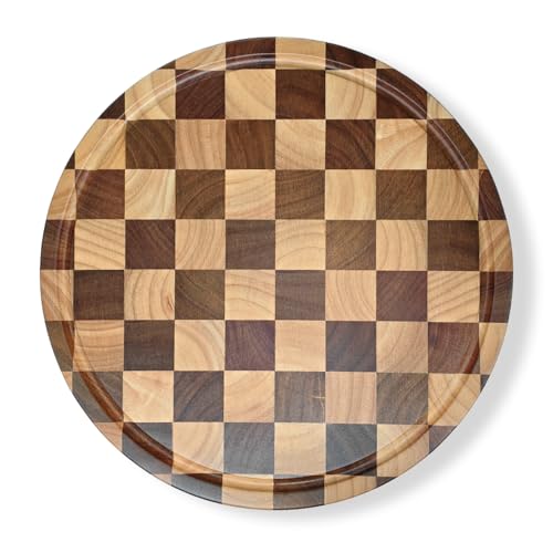 Tabla de cortar redonda de madera 12 pulgadas miniatura 1