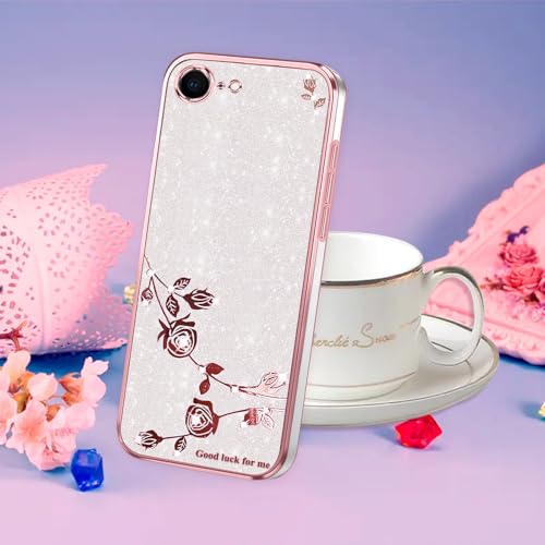 Coque iPhone 16e transparente strass silicone fine antichoc rose - 7