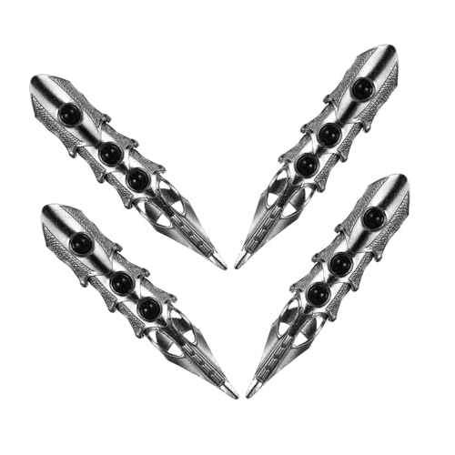 Holibanna 4 Piezas Anillos Articulados Largos de Dedo Completo Estilo Gótico Punk de Negras para Halloween Cosplay y Fiestas con Diseño de Garra y Articulación Móvil