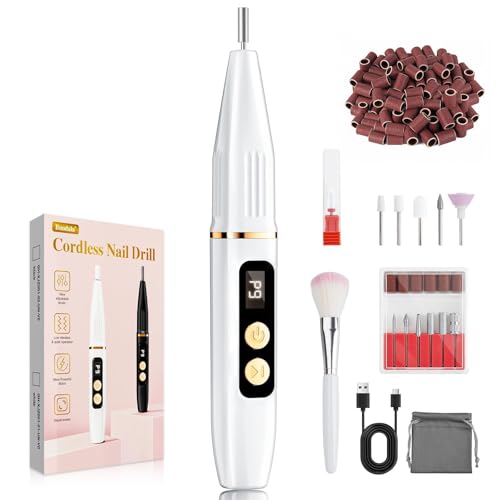 Ponceuse pour Ongles Professionnel 35000RPM Lime à Ongles Électrique Sans Fil, Écran LED LCD, 12 Embouts, 9 Vitesses, Rechargeable Type-C, Portable pour...